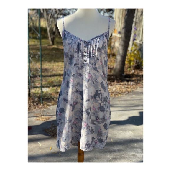 DKNY Jeans Watercolor Shift Dress XL Spaghetti Straps Pockets - Picture 1 of 11
